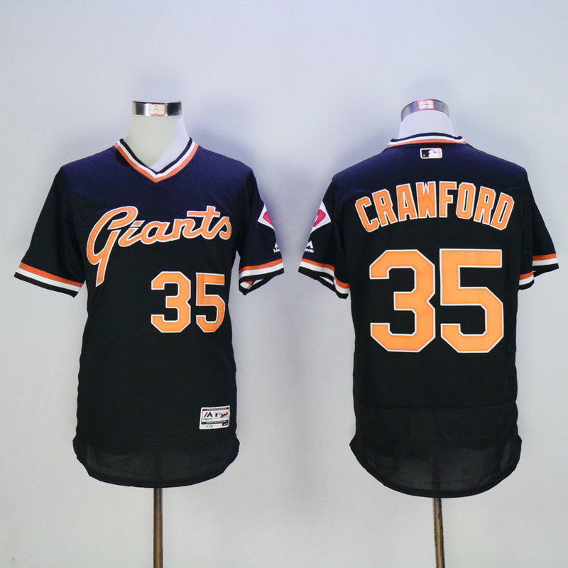 Men San Francisco Giants #35 Crawford Black Throwback Elite MLB Jerseys->san francisco giants->MLB Jersey